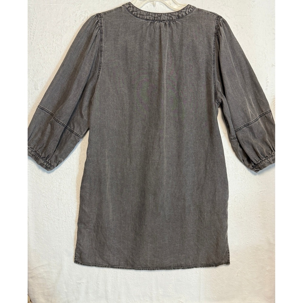 Entro Women's Gray Chambray Tunic‎ Dress Size M Western Chic Prairie Country - Picture 2 of 15